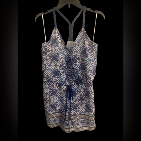 Adelyn Rae Blue Patterned Halter Romper EUC S - Picture 6 of 6
